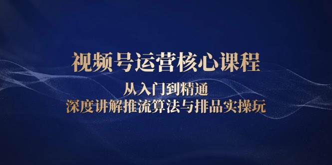 视频号运营核心课程，从入门到精通，深度讲解推流算法与排品实操玩