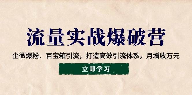 流量实战爆破营：企微爆粉、百宝箱引流，打造高效引流体系，月增收万元