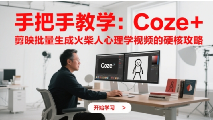 Coze + 剪映实操：手把手批量生成火柴人心理学视频攻略