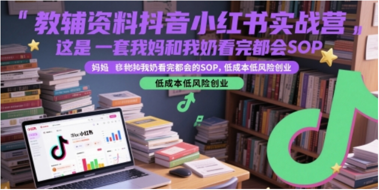 教辅资料实战营：抖音小红书 SOP，低成本低风险创业指南