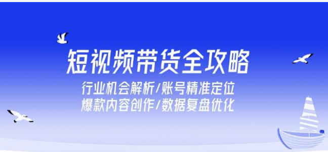 短视频带货全攻略：定位爆款创作复盘，解锁行业赚钱机会