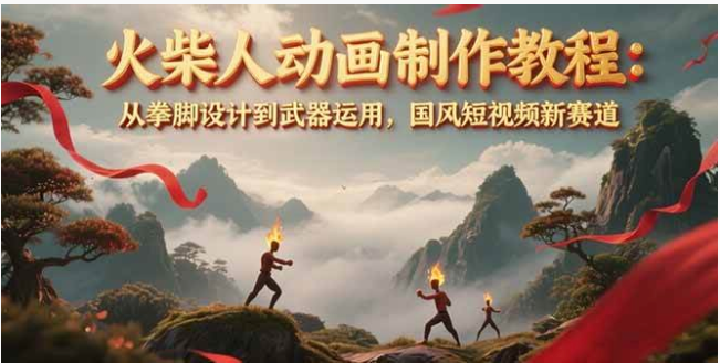 火柴人动画教程：拳脚武器设计 + 快影剪辑，解锁国风短视频赛道