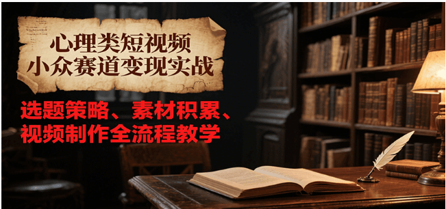 心理类短视频小众赛道变现实战：选题、素材、制作全流程教学