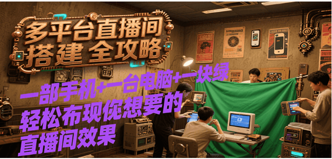 多平台直播间搭建攻略：手机 + 电脑 + 绿布搞定专业效果