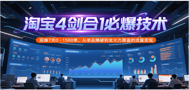 淘宝 4 剑合 1 必爆技术：7 天 0-1500 单，全链路流量变现