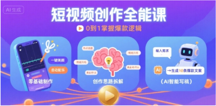 短视频创作课：制作 + 思路 + AI 写爆款文案