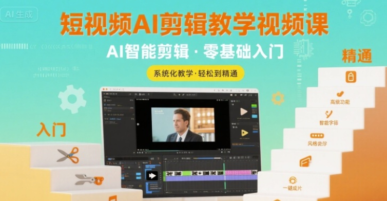 短视频 AI 剪辑教程：剪映入门到精通，含创意玩法与账号运营