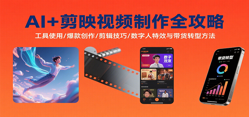 AI + 剪映视频制作课：数字人特效 + 带货转型，全攻略实操教学