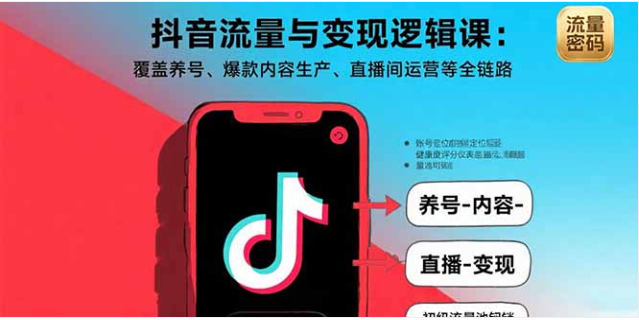 抖音流量与变现逻辑课 养号 + 爆款内容 + 直播间运营全链路