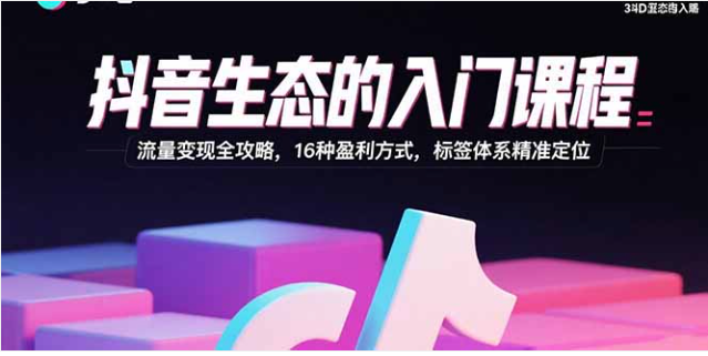 抖音生态入门课程 流量变现全攻略 16 种盈利方式标签定位课