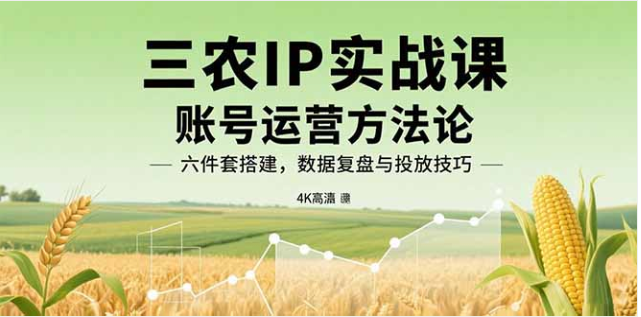 三农 IP 实战课 抖音账号运营六件套搭建 数据复盘投放技巧教程