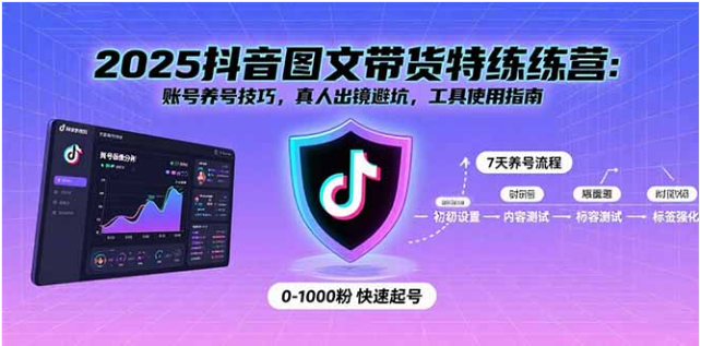 2025 抖音图文带货特练营 养号技巧 + 真人出镜避坑 + 工具指南 零基础实操