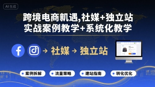跨境电商实战课 社媒 + 独立站全流程 案例教学 + 系统化运营指南