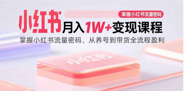 小红书月入 1W + 变现课 48 节实操 从养号到带货全流程盈利教程