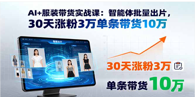 AI + 服装带货实战课 智能体批量出片 30 天涨粉 3 万带货 10 万