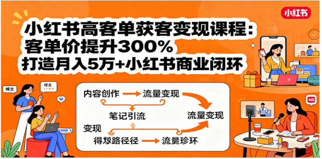 小红书高客单获客变现课 打造月入 10 万 + 商业闭环