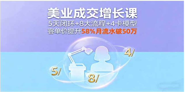 美业成交增长课 5 天闭环 + 8 大流程 客单价升 58% 月流水破 50 万