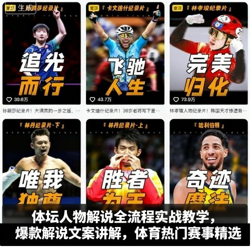 体坛人物解说实战课 爆款文案 / 赛事精选 全流程教学