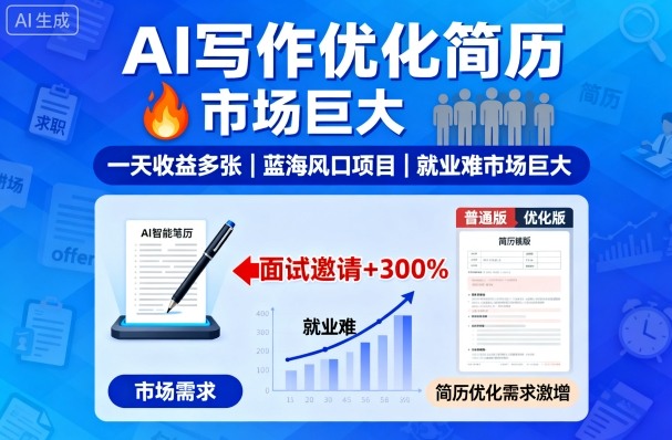 2025 AI 简历优化蓝海项目课 月入 1-3 万 + 写作变现教程