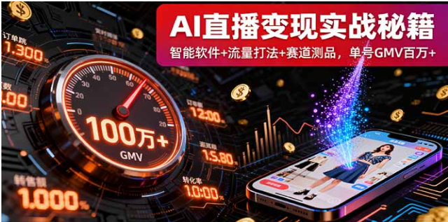 9 月 AI 直播变现实战线下课 智能软件 + 流量打法 单号 GMV 百万 +
