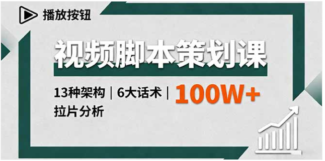 视频脚本策划课 13 种架构 + 6 大话术 + 拉片分析 单条播放百万 +