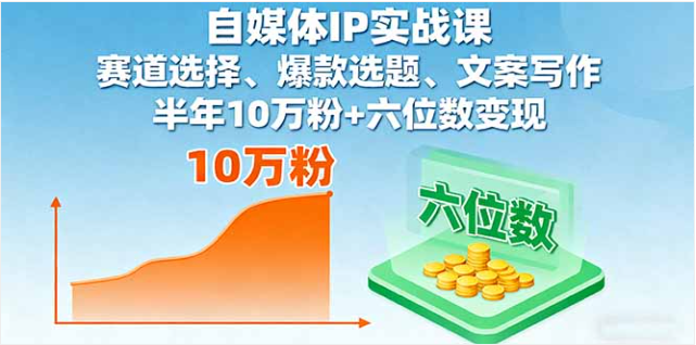 自媒体 IP 实战课 赛道选择 + 爆款选题 半年 10 万粉 + 六位数变现