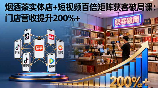 烟酒茶实体店短视频矩阵课 获客破局 营收升 200%+