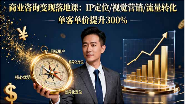 商业咨询变现落地课 IP 定位 + 流量转化 单客单价升 300%