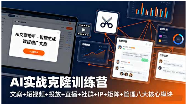 AI 实战克隆训练营 8 大核心模块 引流变现全流程实操课