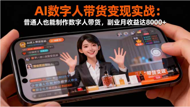 AI 数字人带货变现实战课 视频制作 + 运营 副业月收益 8000+