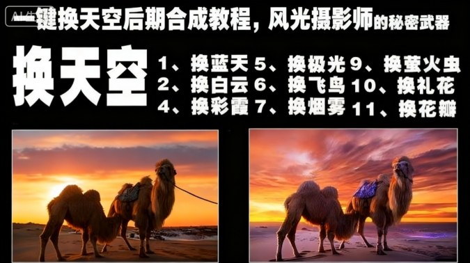 风光摄影一键换天空后期合成教程 40 节实操解锁氛围感大片