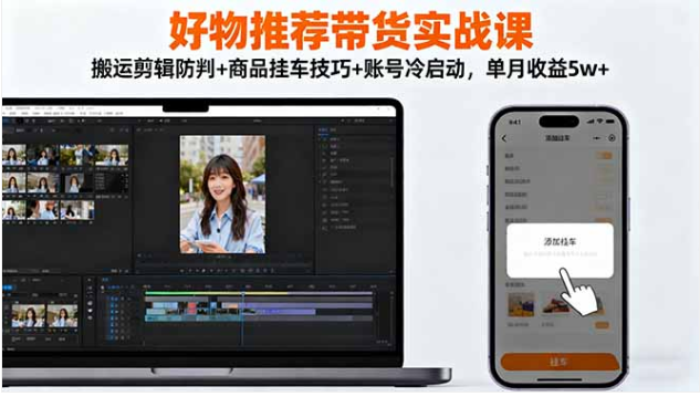 好物推荐带货实战课 防判剪辑 + 挂车 + 冷启动 单月收益 5w+