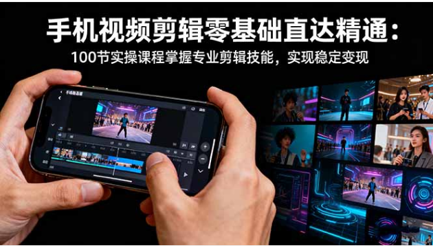 手机视频剪辑零基础课 100 节实操达精通 接单月入 5000+