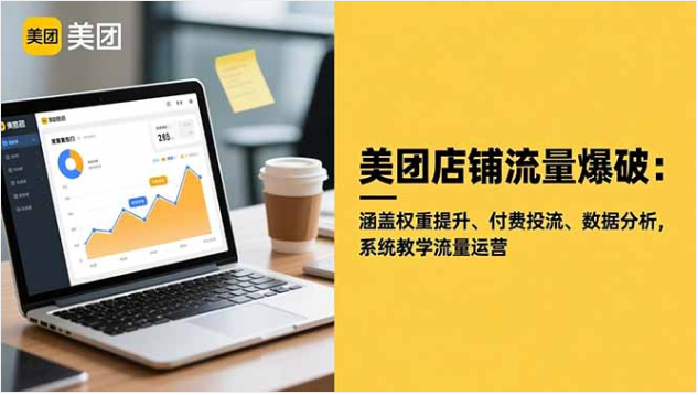 美团店铺流量运营课 权重提升 + 付费投流 + 数据分析 快速冲头部爆单