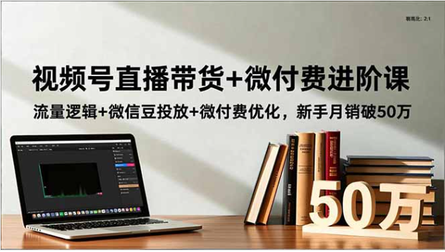 视频号直播带货微付费进阶课 微信豆投放 + 流量优化 新手月销 50 万