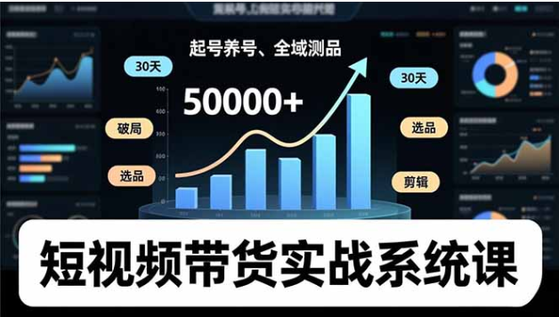 30 天短视频带货实战课 起号选品测品全流程 新手月佣金破 5 万 +