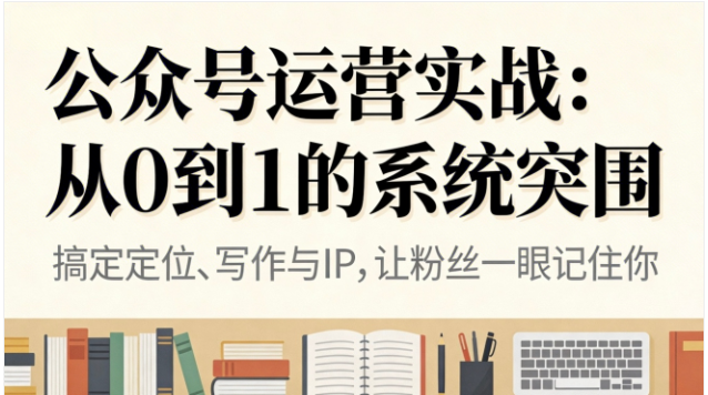 公众号从 0 到 1 运营实战课 定位变现全流程教学