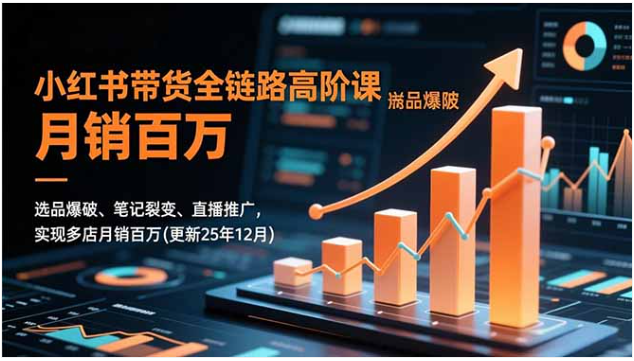 小红书带货高阶课 选品裂变直播推广 多店月销百万实战攻略