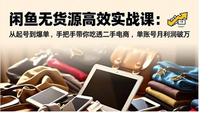闲鱼无货源高效实战课 起号到爆单全攻略 单账号月利破万