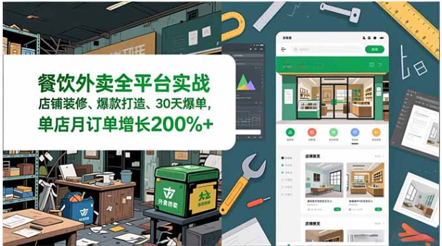 餐饮外卖全平台实战课 店铺装修爆款打造 30 天爆单教学