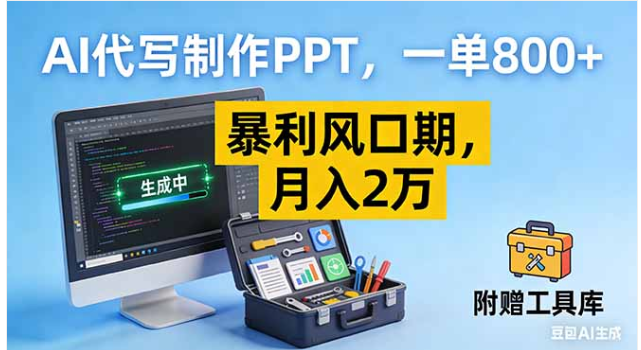 AI 代写制作 PPT 副业课 800+/ 单 月入 2 万附工具