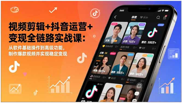 视频剪辑+抖音运营+变现全链路课 爆款制作实操教程