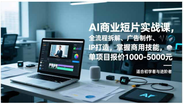 零基础AI商业短片实战课 掌握商用技能 单项目报价1000-5000元