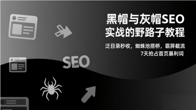 黑帽灰帽 SEO 实战教程 泛目录秒收霸屏截流 7 天抢占首页词