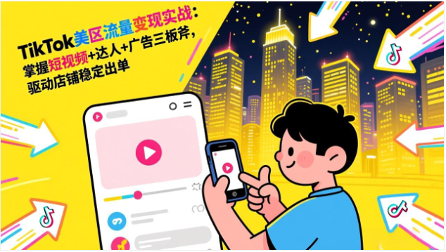 美区TikTok流量变现课 选品运营广告 搭建小店盈利体系