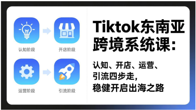 东南亚TikTok跨境0-1实操课 开店运营引流 解锁出海红利