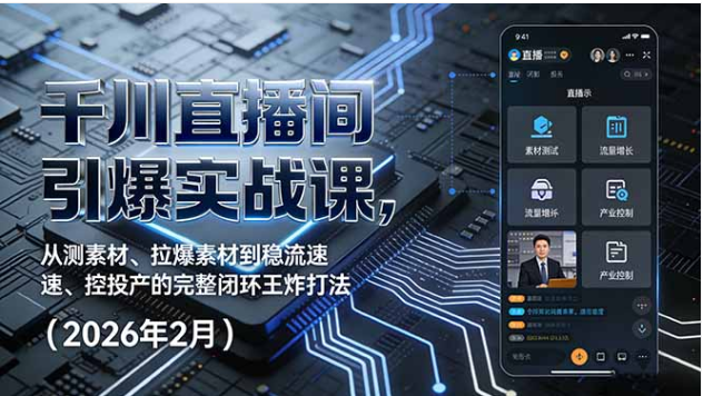 2026 千川直播间实战课 素材拉爆稳流速控投产全域打法