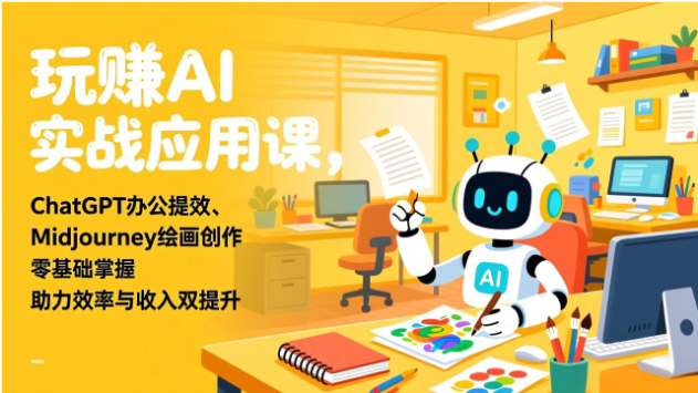 玩赚AI实战应用课 ChatGPT办公+Midjourney绘画零基础教学