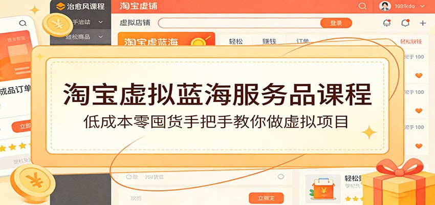 淘宝虚拟蓝海服务品课程 零囤货轻资产创业实操教学