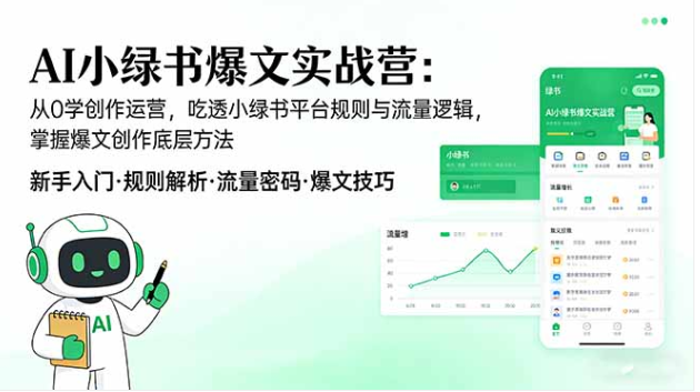 AI 小绿书爆文实战营教程 平台规则流量逻辑创作运营变现教学